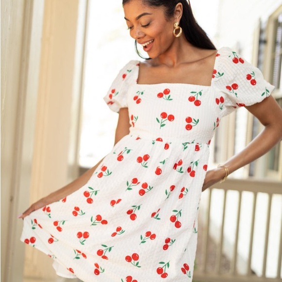 ONE DAY AT A TIME CHERRY PRINT MINI DRESS - Picture 6 of 12